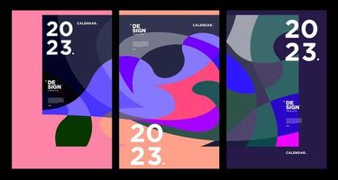 New year 2023 calendar design template with geometric colorful abstract. Vector calendar design.