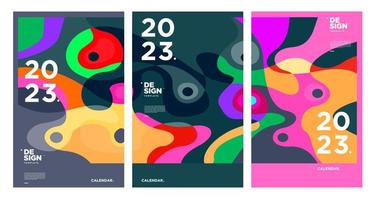 New year 2023 calendar design template with geometric colorful abstract. Vector calendar design.