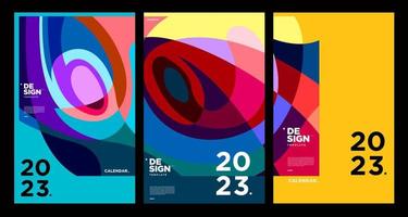 New year 2023 calendar design template with geometric colorful abstract. Vector calendar design.