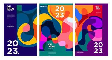 New year 2023 calendar design template with geometric colorful abstract. Vector calendar design.