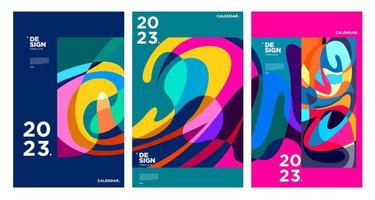 plantilla de diseño de calendario de año nuevo 2023 con abstracto colorido geométrico. diseño de calendario vectorial. vector