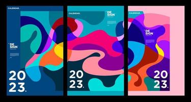 New year 2023 calendar design template with geometric colorful abstract. Vector calendar design.