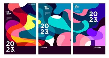 New year 2023 calendar design template with geometric colorful abstract. Vector calendar design.