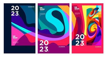 New year 2023 calendar design template with geometric colorful abstract. Vector calendar design.