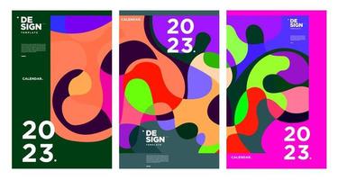 New year 2023 calendar design template with geometric colorful abstract. Vector calendar design.