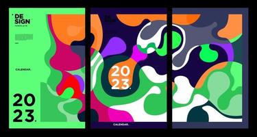 New year 2023 calendar design template with geometric colorful abstract. Vector calendar design.