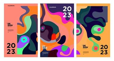 New year 2023 calendar design template with geometric colorful abstract. Vector calendar design.