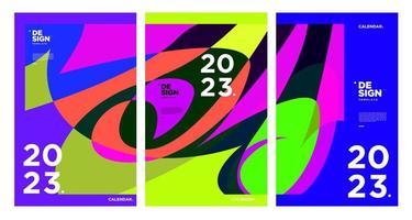 New year 2023 calendar design template with geometric colorful abstract. Vector calendar design.