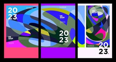 plantilla de diseño de calendario de año nuevo 2023 con abstracto colorido geométrico. diseño de calendario vectorial. vector