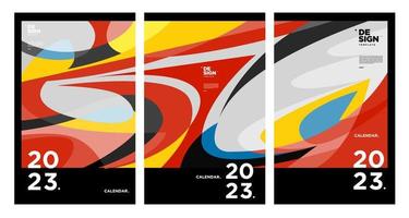 New year 2023 calendar design template with geometric colorful abstract. Vector calendar design.