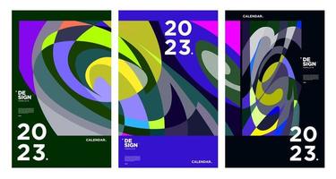 New year 2023 calendar design template with geometric colorful abstract. Vector calendar design.