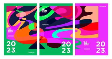 New year 2023 calendar design template with geometric colorful abstract. Vector calendar design.