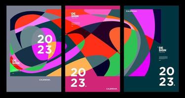 New year 2023 calendar design template with geometric colorful abstract. Vector calendar design.