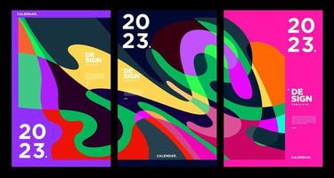 New year 2023 calendar design template with geometric colorful abstract. Vector calendar design.