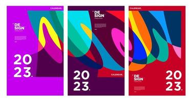 New year 2023 calendar design template with geometric colorful abstract. Vector calendar design.