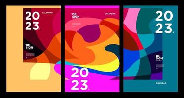 New year 2023 calendar design template with geometric colorful abstract. Vector calendar design.