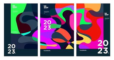 New year 2023 calendar design template with geometric colorful abstract. Vector calendar design.