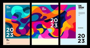 plantilla de diseño de calendario de año nuevo 2023 con abstracto colorido geométrico. diseño de calendario vectorial. vector