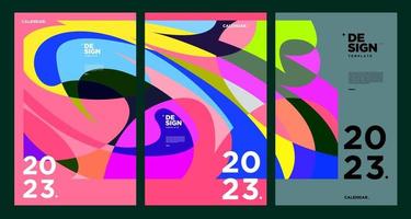 New year 2023 calendar design template with geometric colorful abstract. Vector calendar design.