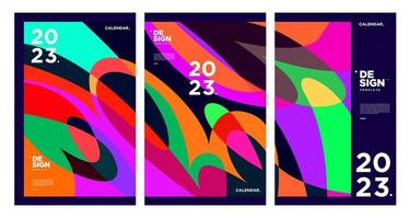 New year 2023 calendar design template with geometric colorful abstract. Vector calendar design.