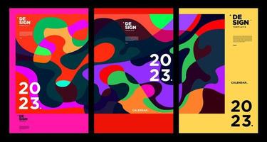 New year 2023 calendar design template with geometric colorful abstract. Vector calendar design.