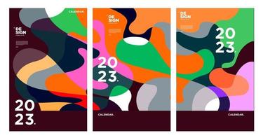 New year 2023 calendar design template with geometric colorful abstract. Vector calendar design.