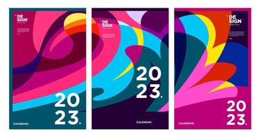 New year 2023 calendar design template with geometric colorful abstract. Vector calendar design.