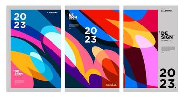 New year 2023 calendar design template with geometric colorful abstract. Vector calendar design.