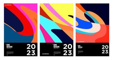 plantilla de diseño de calendario de año nuevo 2023 con abstracto colorido geométrico. diseño de calendario vectorial. vector