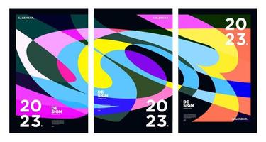 New year 2023 calendar design template with geometric colorful abstract. Vector calendar design.