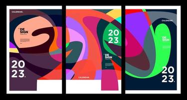 New year 2023 calendar design template with geometric colorful abstract. Vector calendar design.