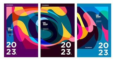 New year 2023 calendar design template with geometric colorful abstract. Vector calendar design.