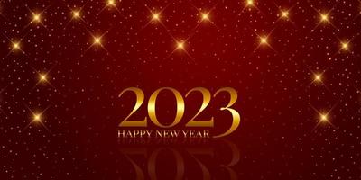 red and gold Happy New Year banner design vector