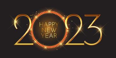 Happy New Year banner with metallic numbers design vector