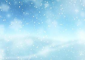 Christmas background with falling snow against a defocussed winter landscape vector