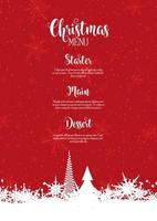 christmas menu with snowflakes and tree design vector