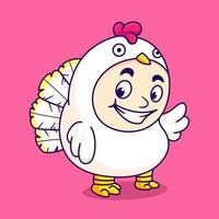 cute kid wearing chicken costume vector