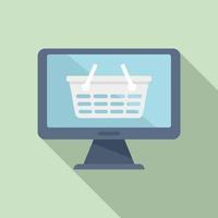 Online shop basket icon, flat style vector