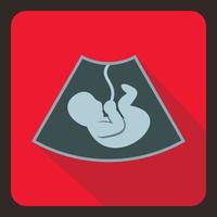 Ultrasound fetus icon, flat style vector