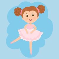 little girl wear beautiful pink ballerina costume and dance vector