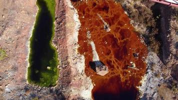 vista aérea de la actividad minera. río y agua contaminados. paisaje de apocalipsis. la tierra y la destrucción de la naturaleza. extraer los recursos naturales de la tierra. desastre ecológico. video