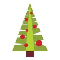 Christmas tree with toys icon, flat style vector