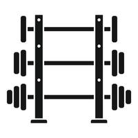 Barbells stand icon, simple style vector