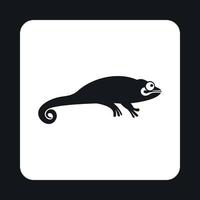 Black chameleon icon, simple style vector