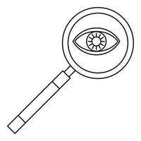 Magnifying glass icon, outline style vector