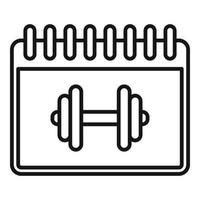 Gym time calendar icon, outline style vector