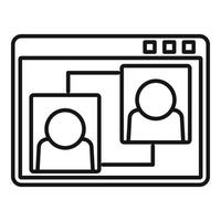 Web page online meeting icon, outline style vector
