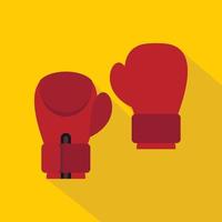 Red boxing gloves icon, flat style vector