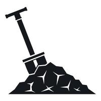 Shovel in coal icon, simple style vector