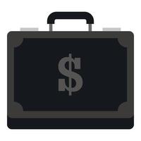 Briefcase full of money icon, flat style vector